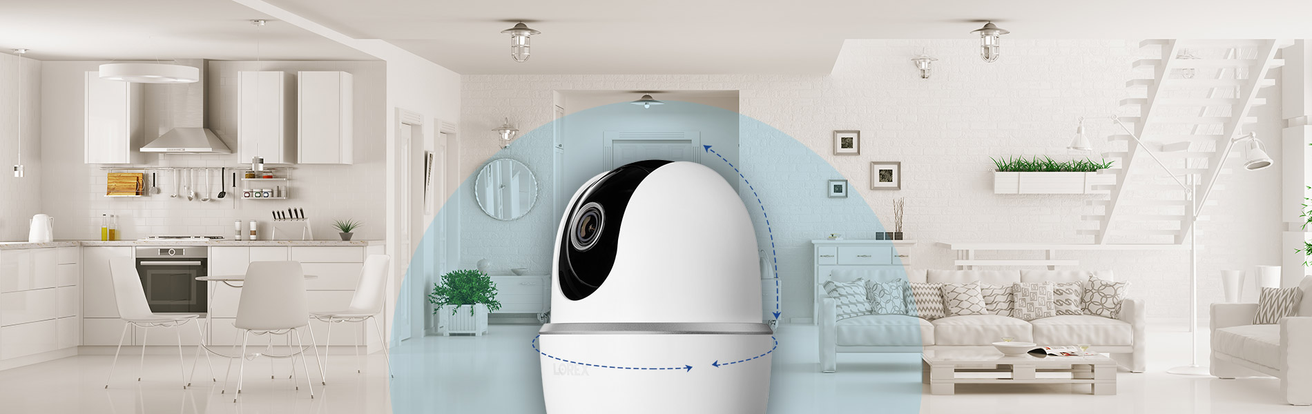 pan-tilt room view smart home security camera