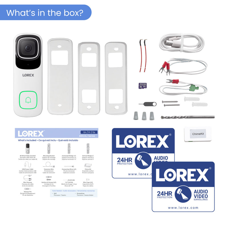 Lorex 4K Wired Video Doorbell (Wired, 32GB)