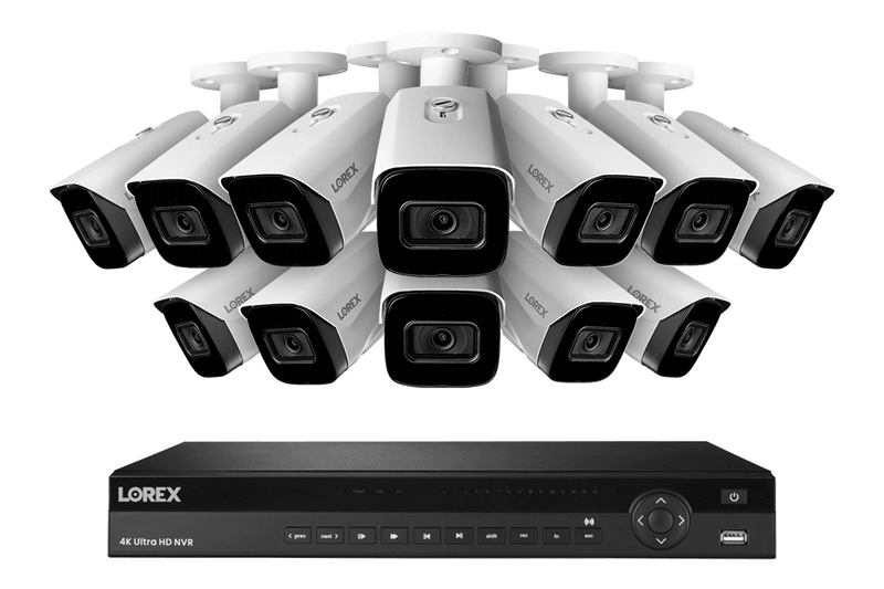 Lorex 4K (16 Camera Capable) 4TB Wired NVR System with Nocturnal 3 Smart IP Bullet Cameras with Listen-In Audio and 30FPS