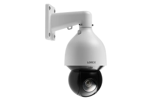 PTZ (Pan-Tilt-Zoom) security camera on transparent background